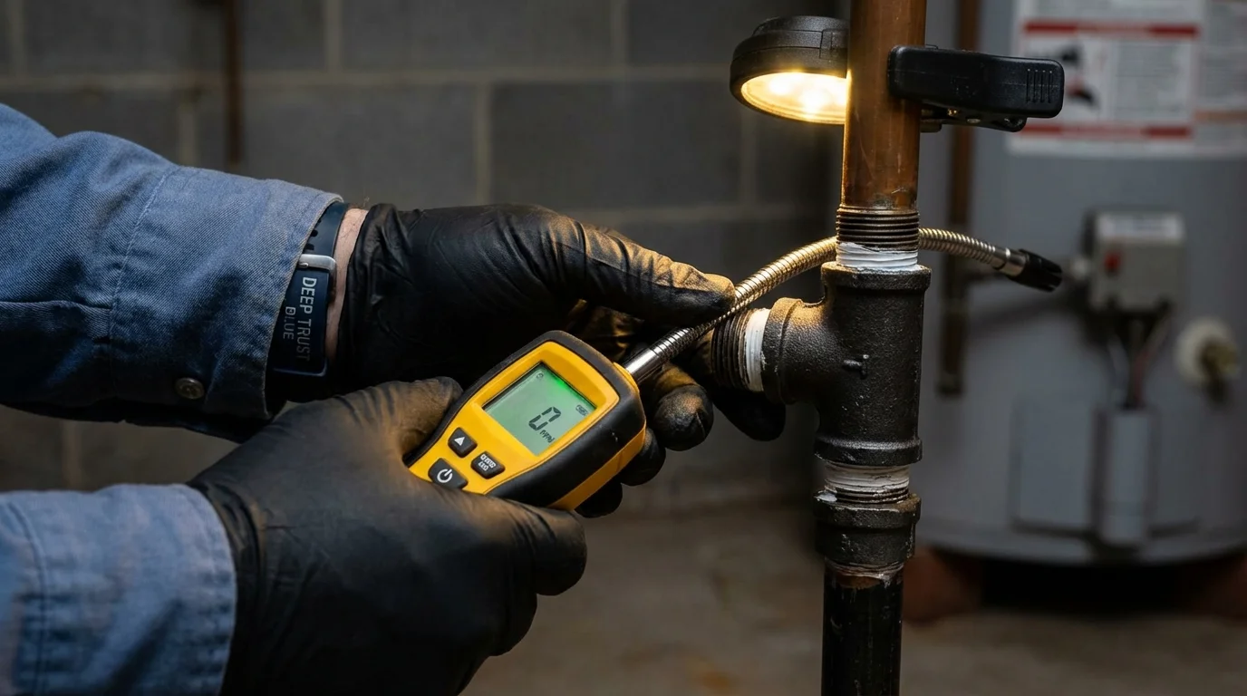 Gas leak detection with electronic sniffer by Johns Plumbing LLC in Dundee